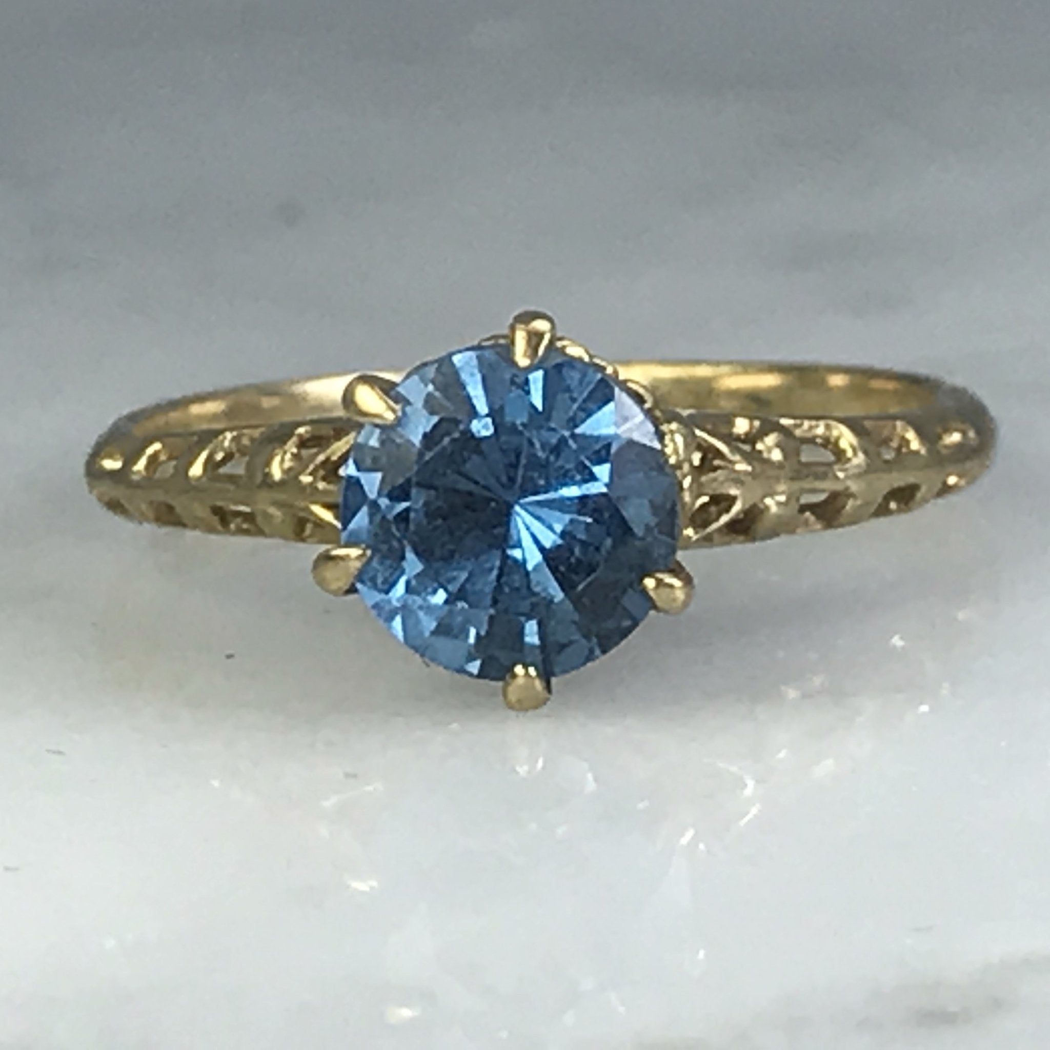 Natural Aquamarine March Birthstone Ring in 14k Solid Gold